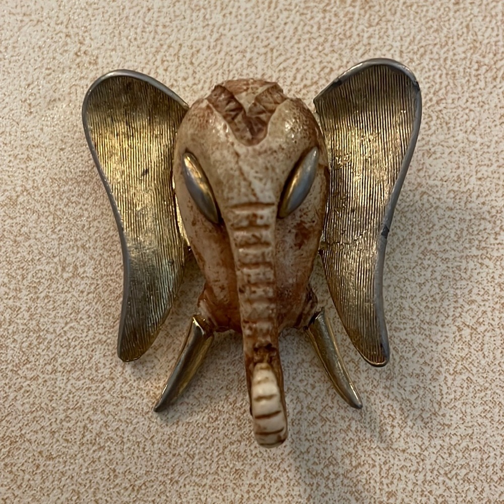 Vintage Rare RAZZA Elephant Head Brooch